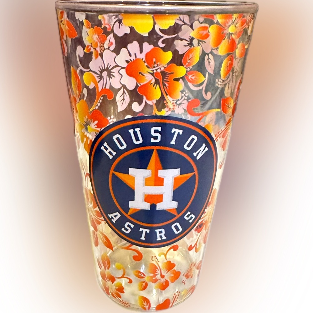 HOUSTON ASTROS FLORAL BEER GAME CUP TUMBLER BAR DRINK SODA 24OZ BASEBALL MLB